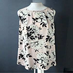 Nine West soft pink floral sleeveless blouse